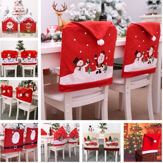 New Christmas Chair Cloth, Pretty Dinning Chair Cover Printed with Santa Claus Snowman Christmas Decor