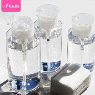 ACARE Push Down Bottle Empty Lockable Pump Dispenser Bottle Clear Cosmetic Bottle Container for Nail Polish and Makeup Remover
