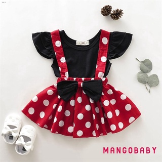 ■☼♬MG♪-Baby Girl 2PCS Outfit Shirt Top Polka Dot Suspender