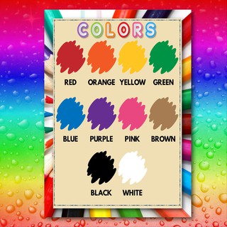 Colors Wall Chart Educational poster Learning chart laminated chart reusable A4 size for kids