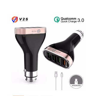 VS701Q 6.6A 4 USB Fast Charging Car Charger With Cable V2S