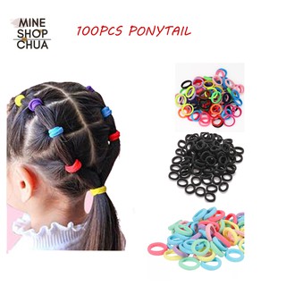 100Pcs/bag Girls Colorful Nylon Elastic Hair Band Ponytail Rubber Band Baby Kids Hair Tie Headband H