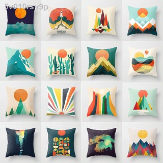 ☫♀20 styles Car waist pillow sofa cushion cover cartoon sunrise pattern single side printing