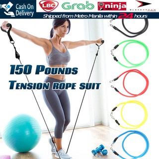 150 Pounds Yoga Pull Rope 11pcs/set Pull Rope Fitness Exercises Resistance Bands Latex Tubes
