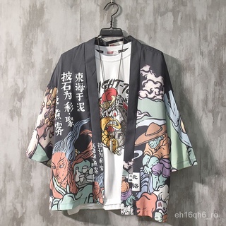 ❤japanese shirt Unisex Kimono Anime Shirt For Men Japanese Samurai Kimono Male Cool Loose Top Blou