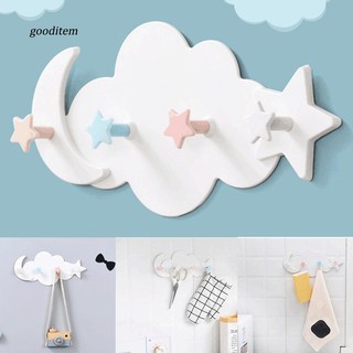 GDTM_Cute Cloud Star Moon Wall Door Hook Bathroom Bedroom Hanger Holder Home Decor