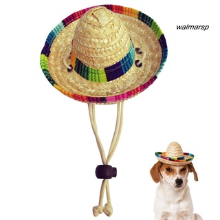 【Ready Stock】✜✜WAL Cute Mini Puppy Dog Cat Straw Woven Sun Hat Cap Mexican Sombrero Pet Supplies