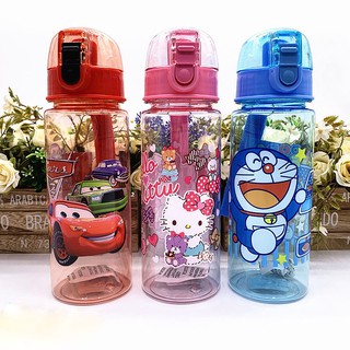 Baby Kids Children Cartoon School Sports Drinking Water Straw Bottle Cup With Handle Strap
