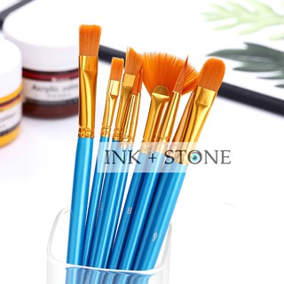 10pc set Watercolor Gouache Paint Brushes Flat Round Shape Pointed Tip Watercolour Art Brush (6)