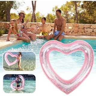 Inflatable Swim Ring 120cm Heart Shaped Summer Swimming Pool Float Ring Swim Tube Water Fun Beach