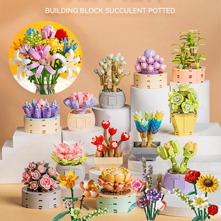 Lego Sembo Building Blocks Toy Three-dimensional Flower Bouquet DIY Creative Rose Lily Carnation Toys