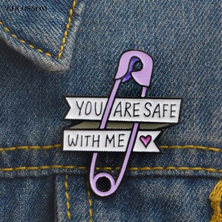 【COCOSNOW】 Letters YOU ARE SAFE WITH ME Alloy Enamel Brooch Pin Clip Gift