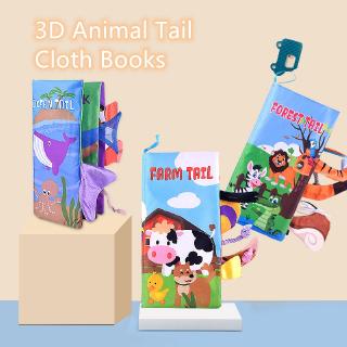 Soft cloth book 3D Animal Tail Books Pop-up book baby Books Kids Early Learning Toy for baby kid's early education book