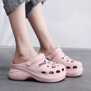New products﹍✔Women's Crocs Classic Bae Clog summer high-heeled Slippers Flip-flops beach shoes
