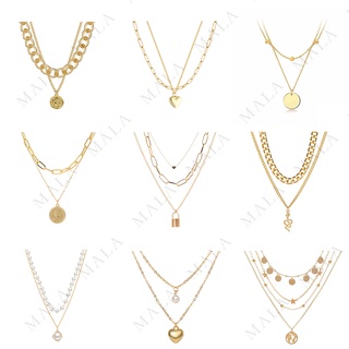 Gold Chain Necklace For Women Multi-layer layered Nicklace Personalized Accessories (1)