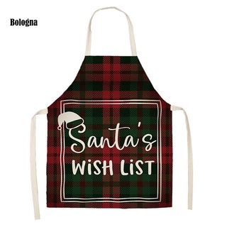 [bo] 33 Styles Plaid Apron Xmas Themed Lovely Cooking Apron Anti-fade for Home