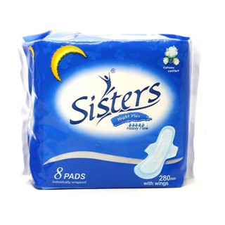 Sisters Night Plus Heavy Flow Cottony Comfort With Wings 8 pads