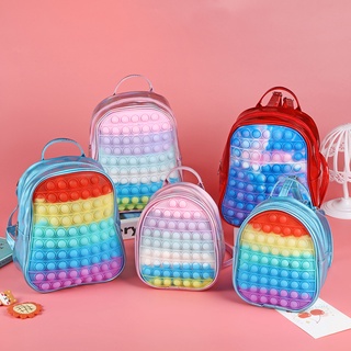 Pop It Silicone Backpack Kids Color Storage Bag Bubble Pinch Music Pop It Bag