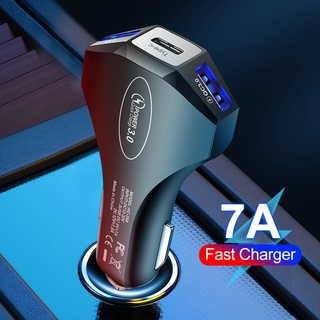 7A Fast Charge QC3.0 Dual USB + Type-c 3 Ports Car Charger
