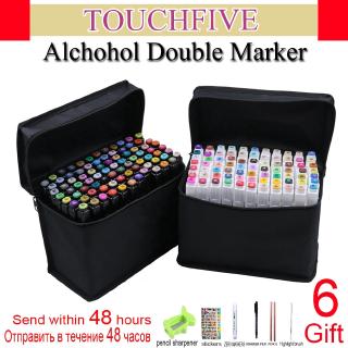 Touchfive 60/80/168 Colors Art Markers Oily Alcohol Marker for Drawing Brush Pen Design Supplies