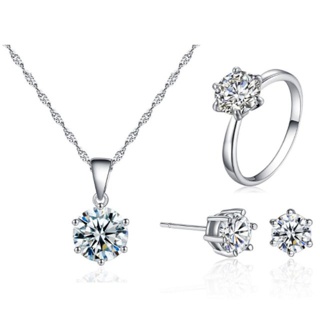[Tyaa] jewelry silver color diamond 3 in1 set adjustable