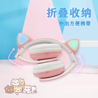 Cat Ear Bluetooth5.0 Headphone Wireless Earphone Gaming Headset WIth LED Light For All Phones Laptop (5)