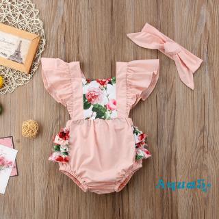 ✿ℛToddler Newborn Baby Girl Romper Jumpsuit Bodysuit Clothes Headband Outfit