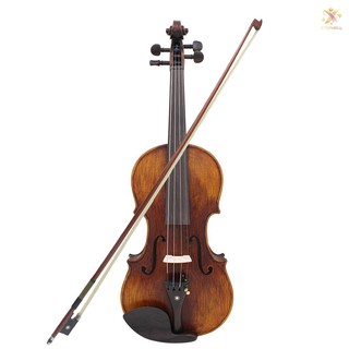 4/4 Full Size Handcrafted Solid Wood Acoustic Violin Fiddle with Carrying Case Tuner Shoulder Rest String Cleaning Cloth Rosin Sordine