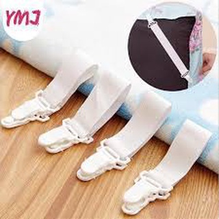 ✠✹♠4 Pcs Bed Sheet Mattress Cover Blankets Grippers Clip Holder Fasteners Elastic Set White