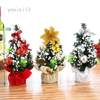 Yosicil Home Office Christmas Decoration 20cm Mini Tabletop Artificial Christmas Tree With Ribbon Bow And Ball Ornaments Decorations