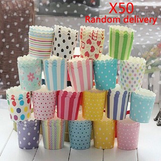 50X Disposable Paper Cake Baking Cup Cupcake Muffin