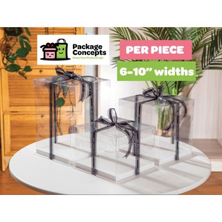BOXGIFT❖6-10 INCH BOXES PER PIECE | SQUARE Acetate Cake Box Clear Cake Box Clear Top Lid