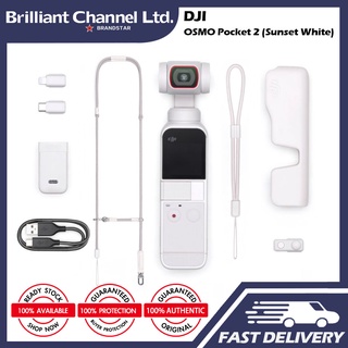 DJI Pocket 2 Exclusive Combo (Sunset White) - Pocket-Sized Vlogging Camera, 3-Axis Motorized Gimbal, 4K Video Recorder