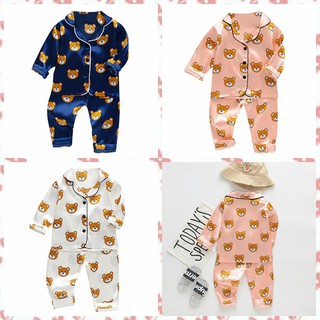 Autumn Baby Kids Girls Boys Cartoon Print Sleepwear Set Long Sleeve Blouse Tops+Pants Pajamas
