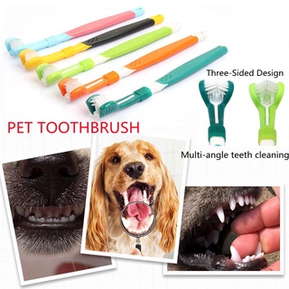 Pet Toothbrush Three-Head Toothbrush Multi-angle Cleaning Addition Bad Breath Tartar Teeth Care Dog