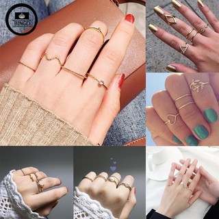 bingo 5pcs/set Wave thread rhinestone Knuckle Midi Rings Jewelry Finger Rings (1)