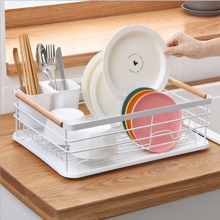 Japanese-style wrought iron tableware storage dish rack multi-function kitchen rack drain bowl