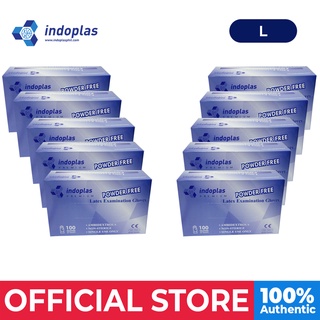 Indoplas Powder Free Examination Latex Gloves Box of 100 (Large) - 10 boxes