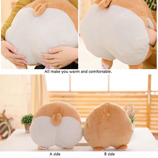 Corgi Butt Shaped Cushion Round Stuffed Doll Shiba Butt Pillow Warm Hand Cover