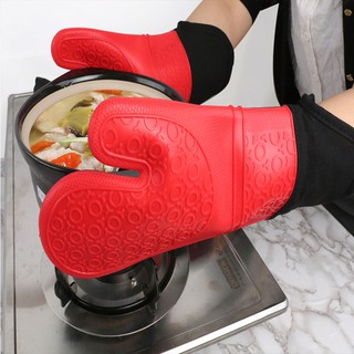 Silicone Glove Hot Mitts With Soft Inner Lining Thicken Baking High Heat Resistant Baking Gloves