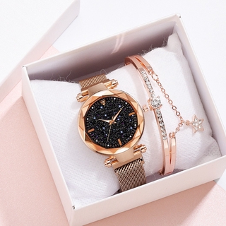 J.ESTINA Jewelry [with box] Fashion Starry sky magnet buckle watch bracelet and quartz watch set (1)