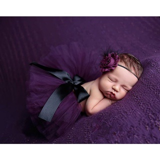 Newborn Baby Girl Crochet Handmade Tutu Skirt Photography Prop Infant Toddle Skirt with Headband Set