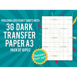 3G Dark Transfer Paper A3 Pack of 10