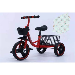 New children's tricycle baby pedal tricycle trolley with rear basket, front frame to sit and ride