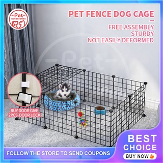 Dog Cage Stackable Pet Cat Rabbit Cage DIY Pet Metal Wire Kennel Extendable Pet Fence