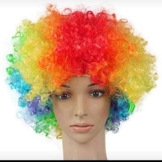 Multicolored clown afro wig curl