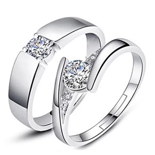 【Mj &Aj】#29.White gold couple wedding engagement ring