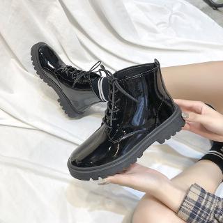 Thick Bottom Lace Up British Style Small Leather Shoes Martin Boots