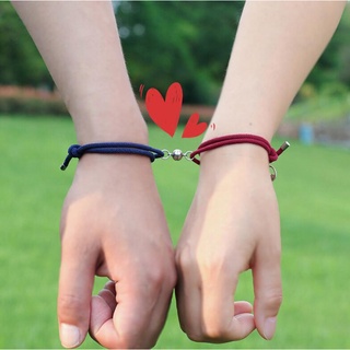 bingo 1pair couple adjustable braided thread bracelet with magnet. (1)