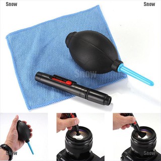 【HOT Snow】3 in 1 Lens Cleaning Cleaner Dust Pen Blower Cloth Kit For DSLR VCR Camera